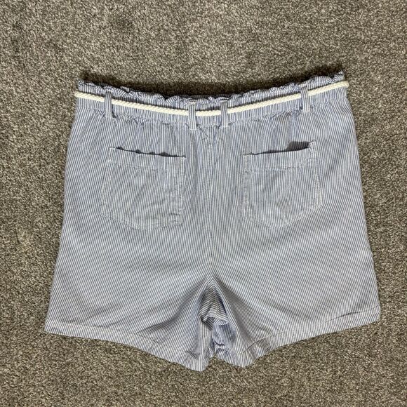 Alex & Jordan Shorts Womens Small Blue White Seersucker Rope Belt Linen Blend - Picture 2 of 10